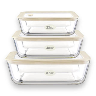 Urban Green Glass Food Container Set with Glass Lid
