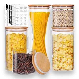 Storage Glass Jars with Bamboo Lids