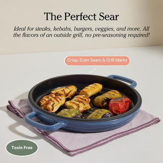 Our Place Cast Iron Hot Grill | Toxin-Free, 10.5" Round, Enameled Cast Iron Grill Pan